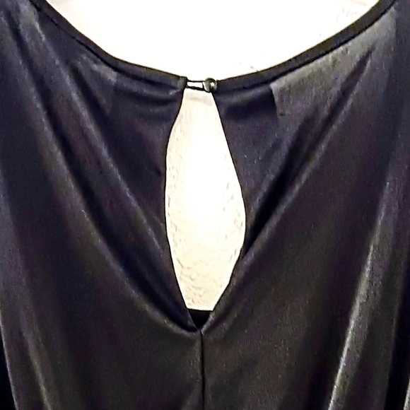 H&M Silky Oversized Flowy Blouse Sz S Black Keyhole Cinched Waist Cocktail City - Picture 7 of 13